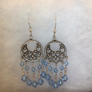 Sterling Silver Blue Chandelier Earrings